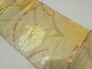 アンティーク　露芝に牡丹模様織り出し袋帯（材料）